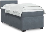 vidaXL Κρεβάτι Boxspring με Στρώμα Σκούρο Γκρι 90x190 εκ. Βελούδινο