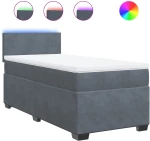 vidaXL Κρεβάτι Boxspring με Στρώμα Σκούρο Γκρι 90x190 εκ. Βελούδινο