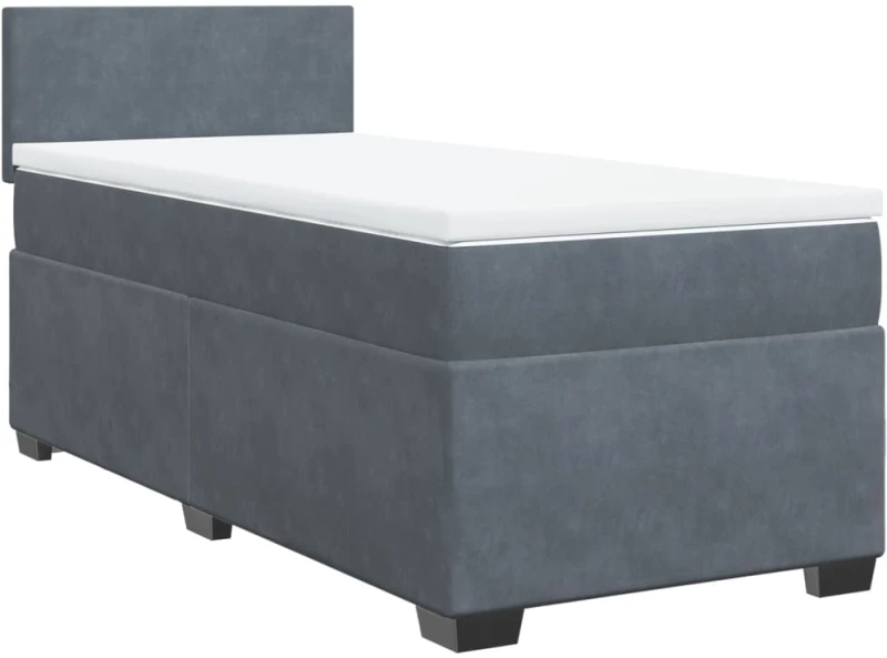 vidaXL Κρεβάτι Boxspring με Στρώμα Σκούρο Γκρι 90x190 εκ. Βελούδινο