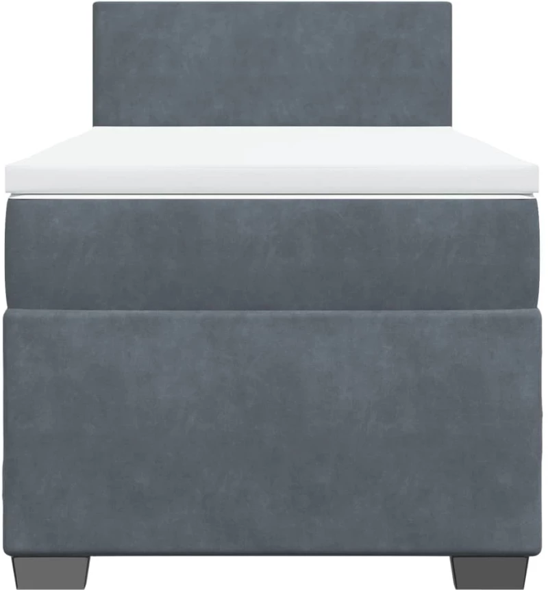 vidaXL Κρεβάτι Boxspring με Στρώμα Σκούρο Γκρι 90x190 εκ. Βελούδινο
