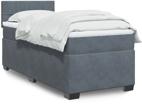 vidaXL Κρεβάτι Boxspring με Στρώμα Σκούρο Γκρι Single Βελούδινο