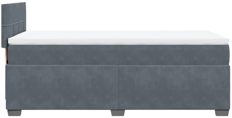 vidaXL Κρεβάτι Boxspring με Στρώμα Σκούρο Γκρι Single Βελούδινο
