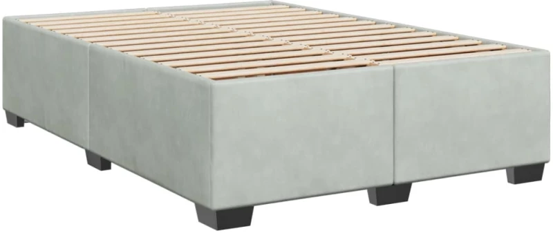 vidaXL Κρεβάτι Boxspring με Στρώμα Ανοιχτό Γκρι 140x190 εκ. Βελούδινο
