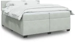 vidaXL Κρεβάτι Boxspring με Στρώμα Ανοιχτό Γκρι 200x200 εκ. Βελούδινο