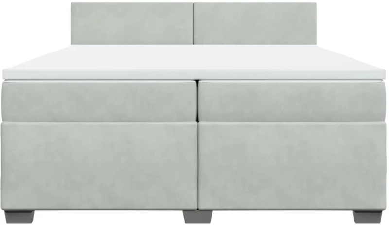 vidaXL Κρεβάτι Boxspring με Στρώμα Ανοιχτό Γκρι 200x200 εκ. Βελούδινο