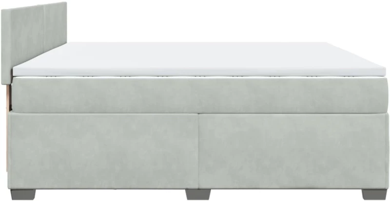 vidaXL Κρεβάτι Boxspring με Στρώμα Ανοιχτό Γκρι 200x200 εκ. Βελούδινο