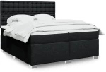 vidaXL Κρεβάτι Boxspring με Στρώμα Μαύρο 200x200 εκ. Υφασμάτινο