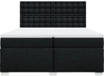 vidaXL Κρεβάτι Boxspring με Στρώμα Μαύρο 200x200 εκ. Υφασμάτινο