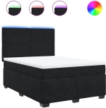 vidaXL Κρεβάτι Boxspring με Στρώμα Μαύρο 160x200 εκ. Βελούδινο