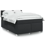 vidaXL Κρεβάτι Boxspring με Στρώμα Μαύρο 140x190εκ.από Συνθετικό Δέρμα