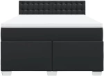 vidaXL Κρεβάτι Boxspring με Στρώμα Μαύρο 140x190εκ.από Συνθετικό Δέρμα