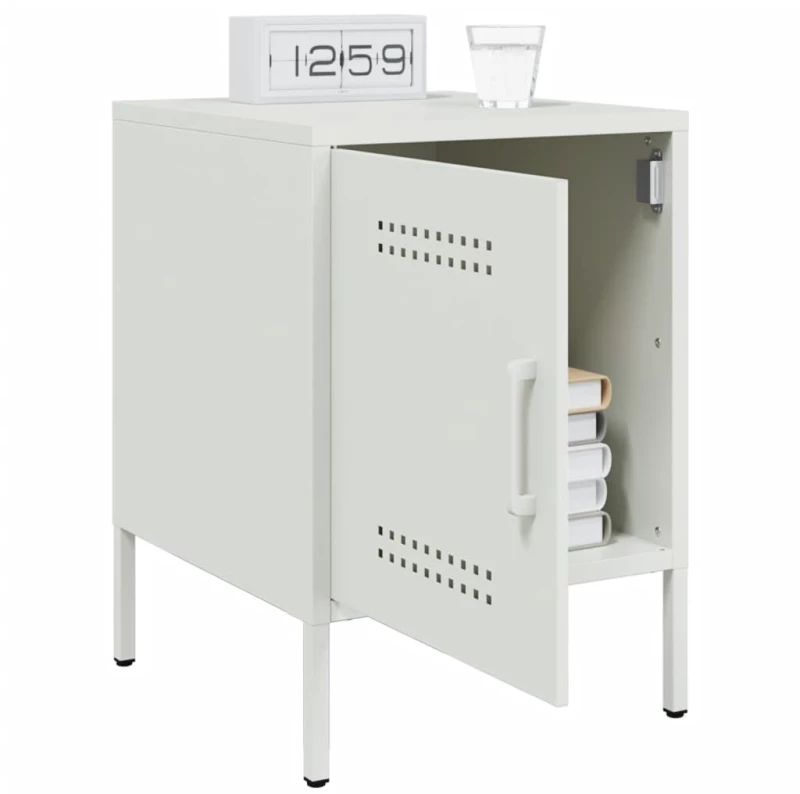 vidaXL Κομοδίνο Λευκό 36x39x50,5 εκ. από Χάλυβα