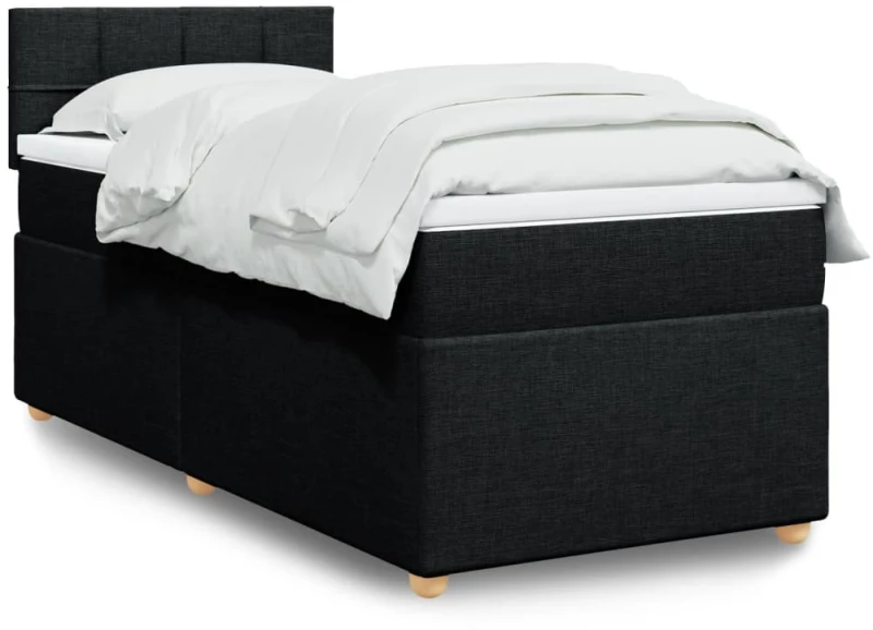 vidaXL Κρεβάτι Boxspring με Στρώμα Μαύρο 80 x 200 εκ. Υφασμάτινο