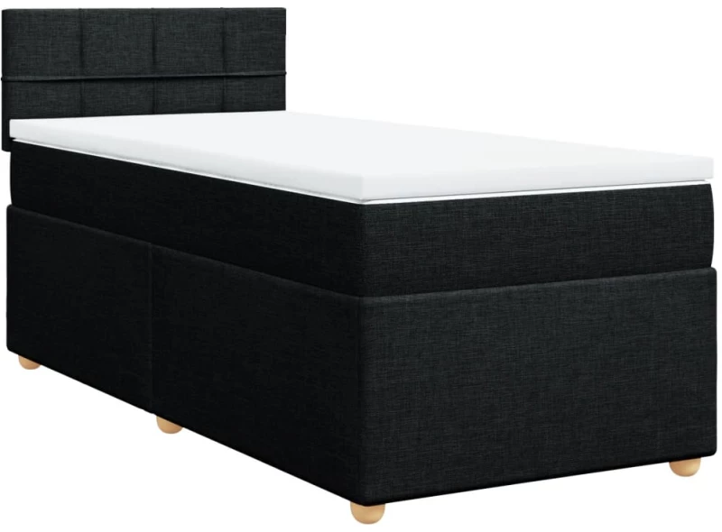 vidaXL Κρεβάτι Boxspring με Στρώμα Μαύρο 80 x 200 εκ. Υφασμάτινο