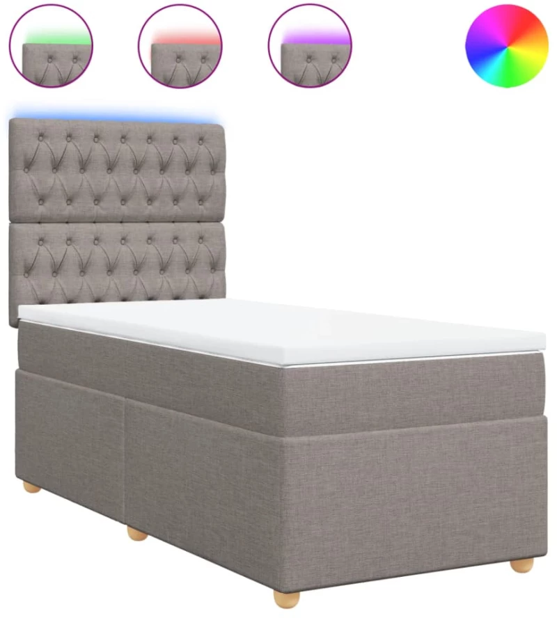 vidaXL Κρεβάτι Boxspring με Στρώμα Taupe 90x190 εκ.Υφασμάτινο