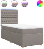 vidaXL Κρεβάτι Boxspring με Στρώμα Taupe 90x190 εκ.Υφασμάτινο