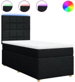 vidaXL Κρεβάτι Boxspring με Στρώμα Μαύρο 90x200 εκ. Υφασμάτινο