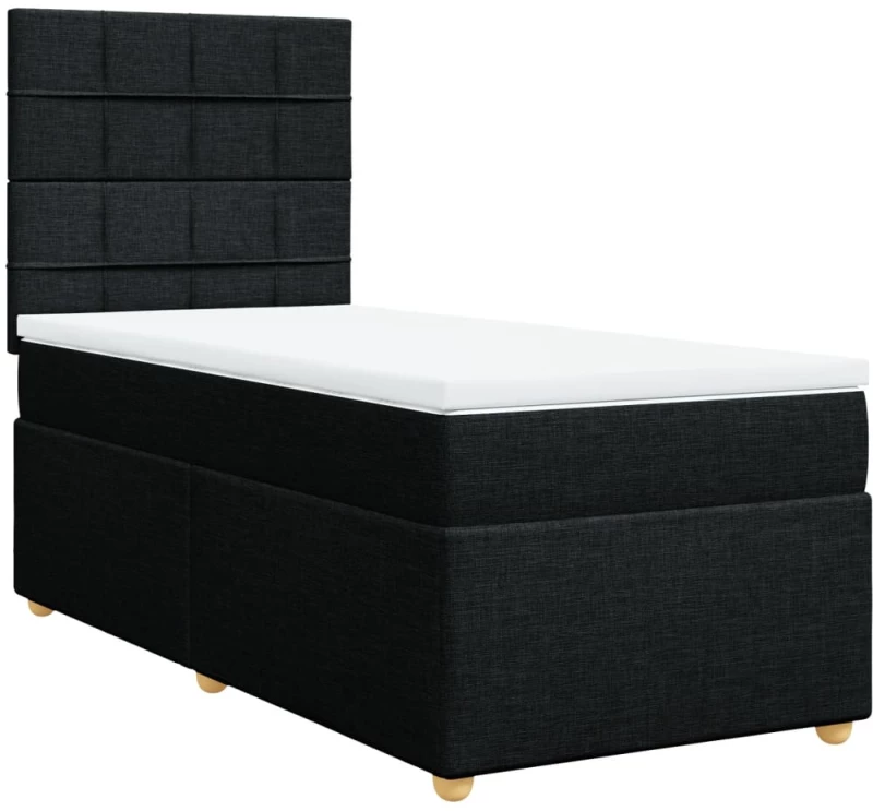 vidaXL Κρεβάτι Boxspring με Στρώμα Μαύρο 90x200 εκ. Υφασμάτινο