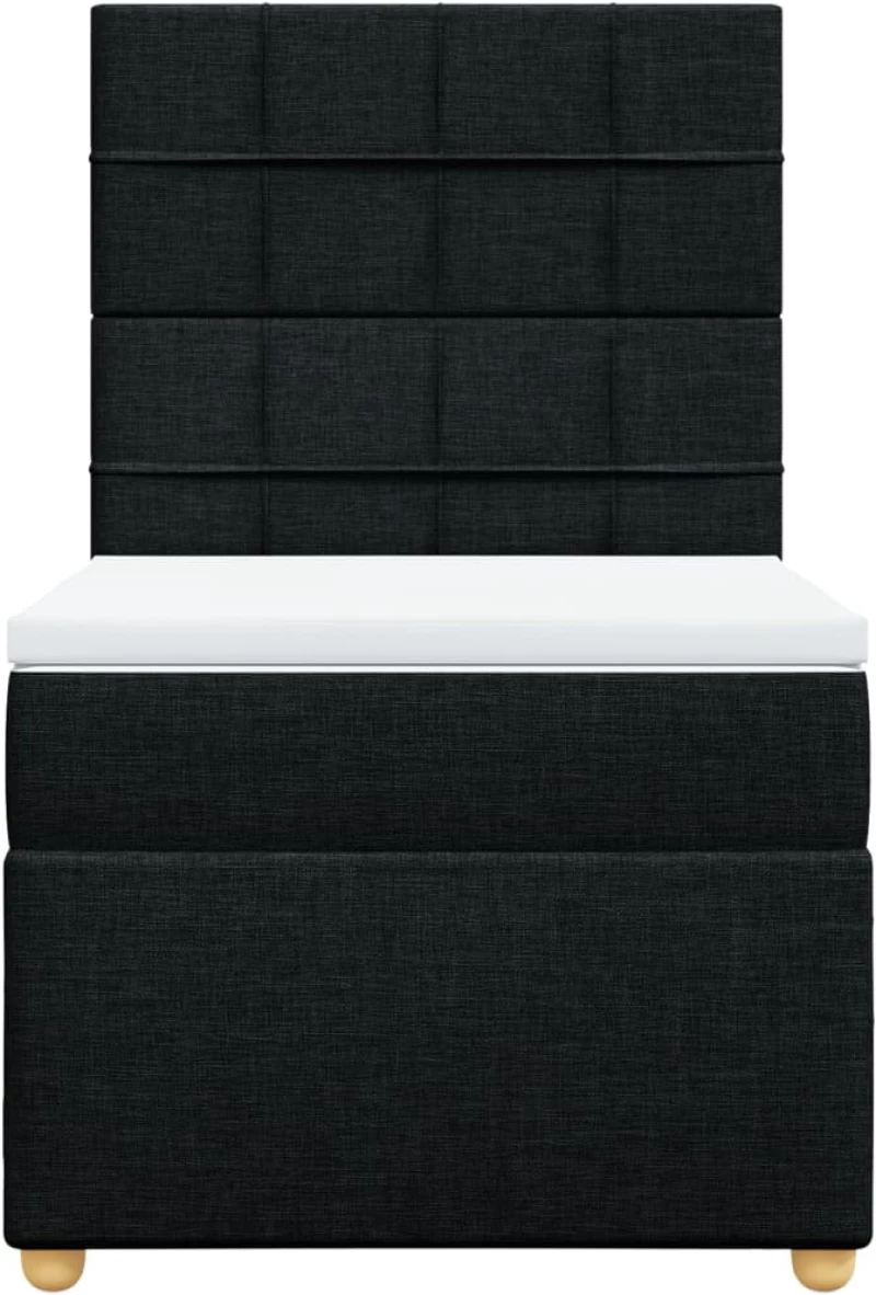 vidaXL Κρεβάτι Boxspring με Στρώμα Μαύρο 90x200 εκ. Υφασμάτινο