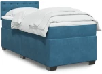 vidaXL Κρεβάτι Boxspring με Στρώμα Σκούρο Μπλε 100x200 εκ. Βελούδινο
