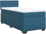 vidaXL Κρεβάτι Boxspring με Στρώμα Σκούρο Μπλε 100x200 εκ. Βελούδινο