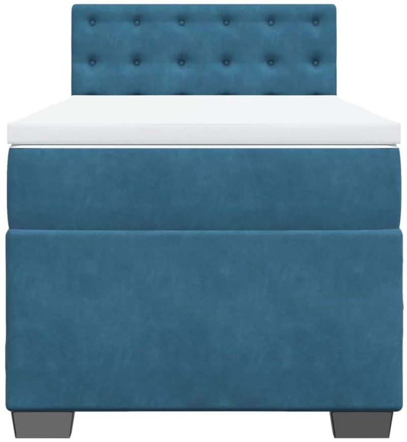 vidaXL Κρεβάτι Boxspring με Στρώμα Σκούρο Μπλε 100x200 εκ. Βελούδινο