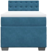 vidaXL Κρεβάτι Boxspring με Στρώμα Σκούρο Μπλε 100x200 εκ. Βελούδινο