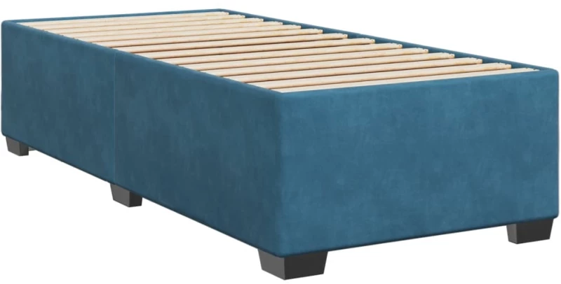 vidaXL Κρεβάτι Boxspring με Στρώμα Σκούρο Μπλε 100x200 εκ. Βελούδινο