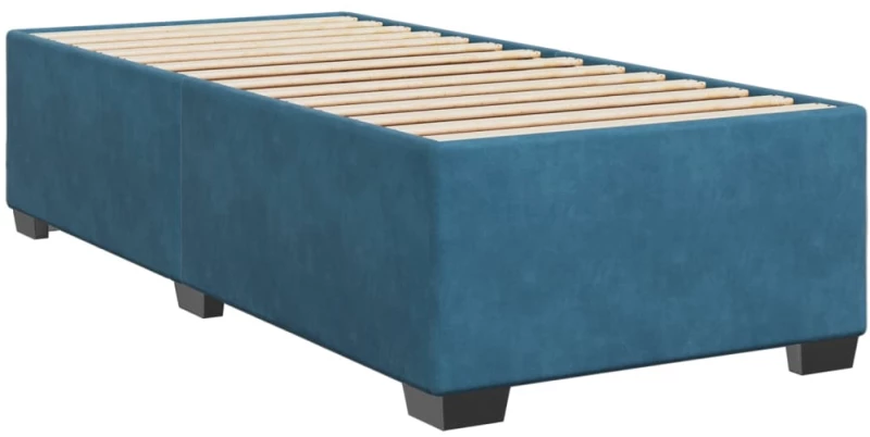 vidaXL Κρεβάτι Boxspring με Στρώμα Σκούρο Μπλε 90x190 εκ. Βελούδινο