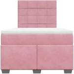 vidaXL Κρεβάτι Boxspring με Στρώμα Ροζ 120x200 εκ. Βελούδινο