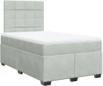 vidaXL Κρεβάτι Boxspring με Στρώμα Ανοιχτό Γκρι 120x190 εκ. Βελούδινο