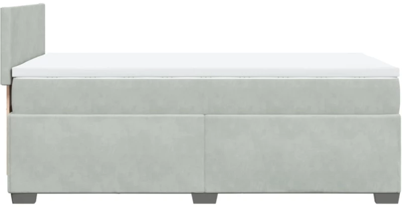 vidaXL Κρεβάτι Boxspring με Στρώμα Ανοιχτό Γκρι 90x190 εκ. Βελούδινο
