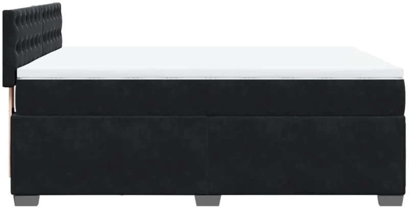 vidaXL Κρεβάτι Boxspring με Στρώμα Μαύρο 140x190 εκ. Βελούδινο