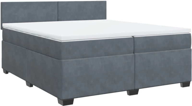 vidaXL Κρεβάτι Boxspring με Στρώμα Σκούρο Γκρι 200x200 εκ. Βελούδινο