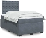 vidaXL Κρεβάτι Boxspring με Στρώμα Σκούρο Γκρι 120x200 εκ. Βελούδινο