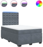 vidaXL Κρεβάτι Boxspring με Στρώμα Σκούρο Γκρι 120x200 εκ. Βελούδινο
