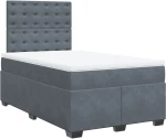 vidaXL Κρεβάτι Boxspring με Στρώμα Σκούρο Γκρι 120x200 εκ. Βελούδινο
