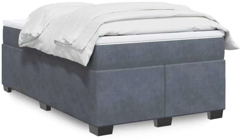 vidaXL Κρεβάτι Boxspring με Στρώμα Σκούρο Γκρι 120x190 εκ. Βελούδινο