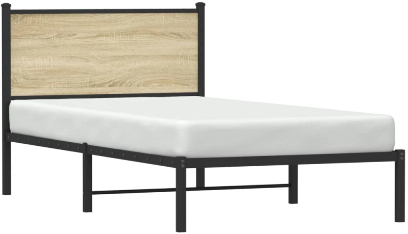 vidaXL Σκελετός Κρεβ. Χωρίς Στρώμα Sonoma Δρυς 100x200 εκ. Μεταλλικό