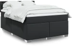 vidaXL Κρεβάτι Boxspring με Στρώμα Μαύρο 160x200εκ.από Συνθετικό Δέρμα