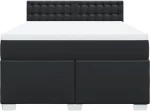 vidaXL Κρεβάτι Boxspring με Στρώμα Μαύρο 160x200εκ.από Συνθετικό Δέρμα