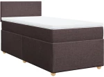 vidaXL Κρεβάτι Boxspring με Στρώμα Σκούρο Καφέ 100x200 εκ. Υφασμάτινο
