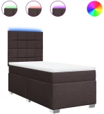 vidaXL Κρεβάτι Boxspring με Στρώμα Σκούρο Καφέ 90x190 εκ. Υφασμάτινο