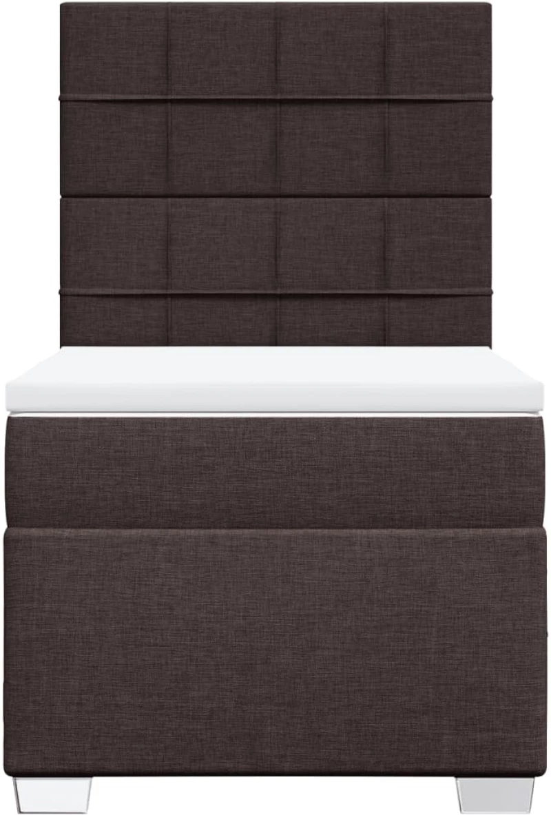 vidaXL Κρεβάτι Boxspring με Στρώμα Σκούρο Καφέ 90x190 εκ. Υφασμάτινο