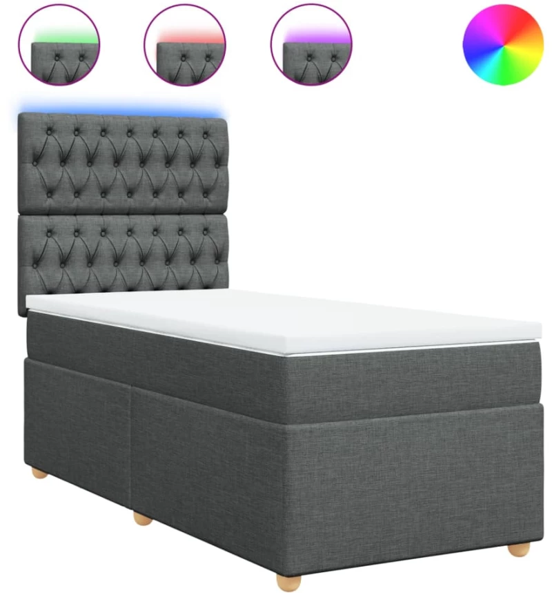 vidaXL Κρεβάτι Boxspring με Στρώμα Σκούρο Γκρι 80x200 εκ. Υφασμάτινο