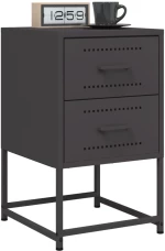 vidaXL Κομοδίνα 2 τεμ. Μαύρα 36x39x60,5 εκ. Χάλυβα