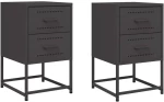 vidaXL Κομοδίνα 2 τεμ. Μαύρα 36x39x60,5 εκ. Χάλυβα