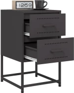 vidaXL Κομοδίνα 2 τεμ. Μαύρα 36x39x60,5 εκ. Χάλυβα