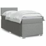 vidaXL Κρεβάτι Boxspring με Στρώμα Ανοιχτό Γκρι 90x200 εκ. Υφασμάτινο