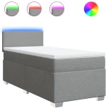 vidaXL Κρεβάτι Boxspring με Στρώμα Ανοιχτό Γκρι 90x200 εκ. Υφασμάτινο